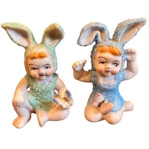 Vintage ANTHROPOMORPHIC Sugar Bunny Figurine MCM 1940 PAULUX  Ceramic Sugar